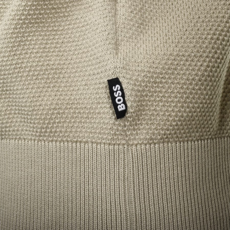 Image number 4 for BOSS Ebrando Quarter Zip Knit Jumper Beige
