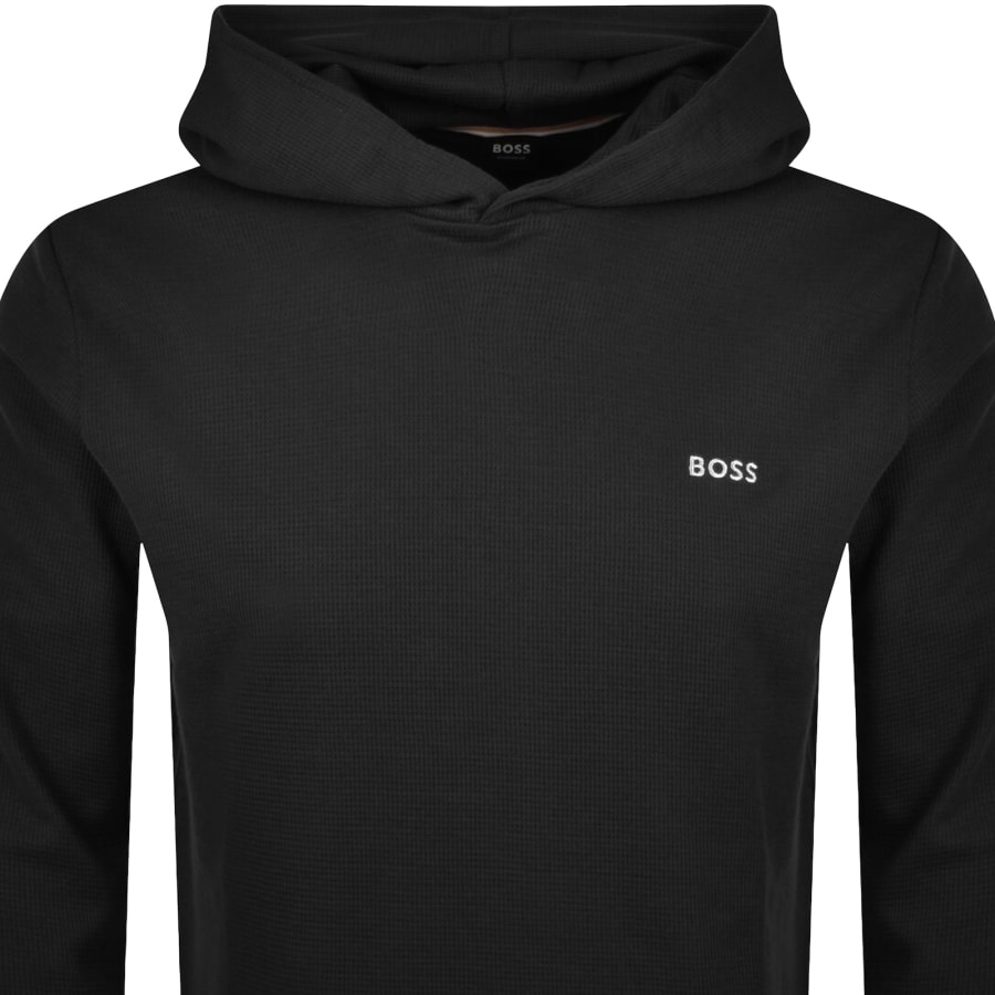 Image number 2 for BOSS Waffle Long Sleeve Hooded T Shirt Black