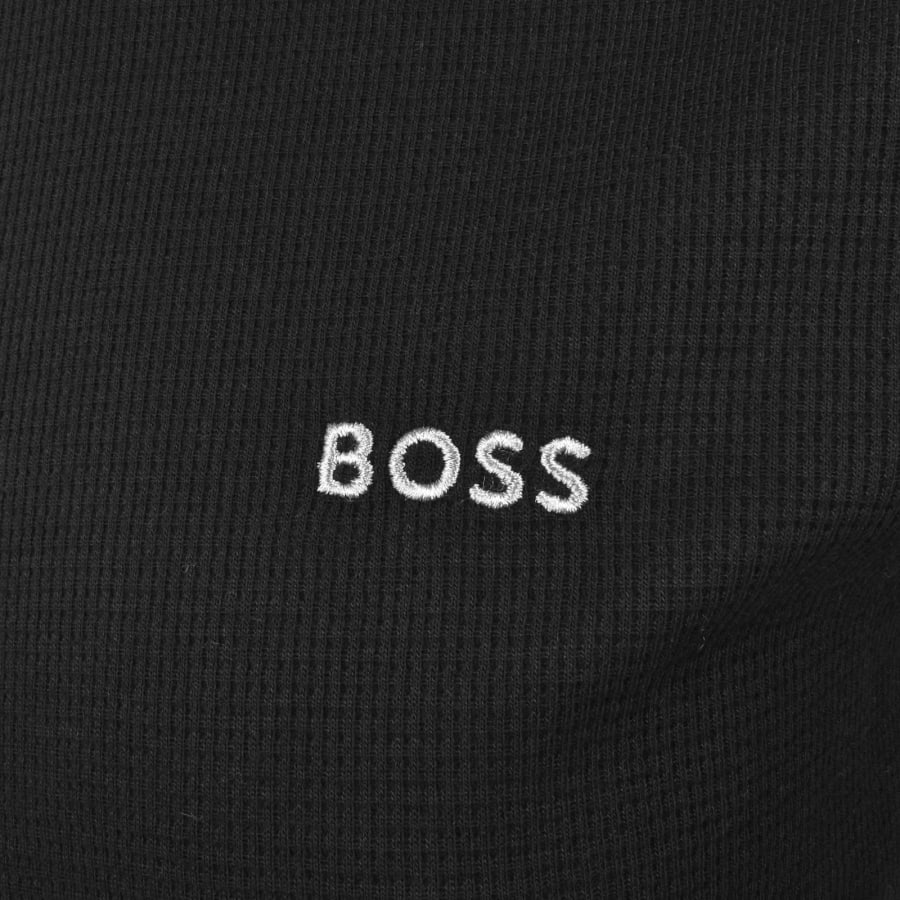 Image number 3 for BOSS Waffle Long Sleeve Hooded T Shirt Black
