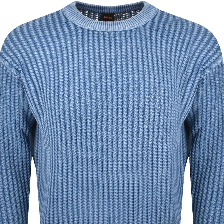 Image number 2 for BOSS Agolan Relaxed Fit Knit Jumper Blue