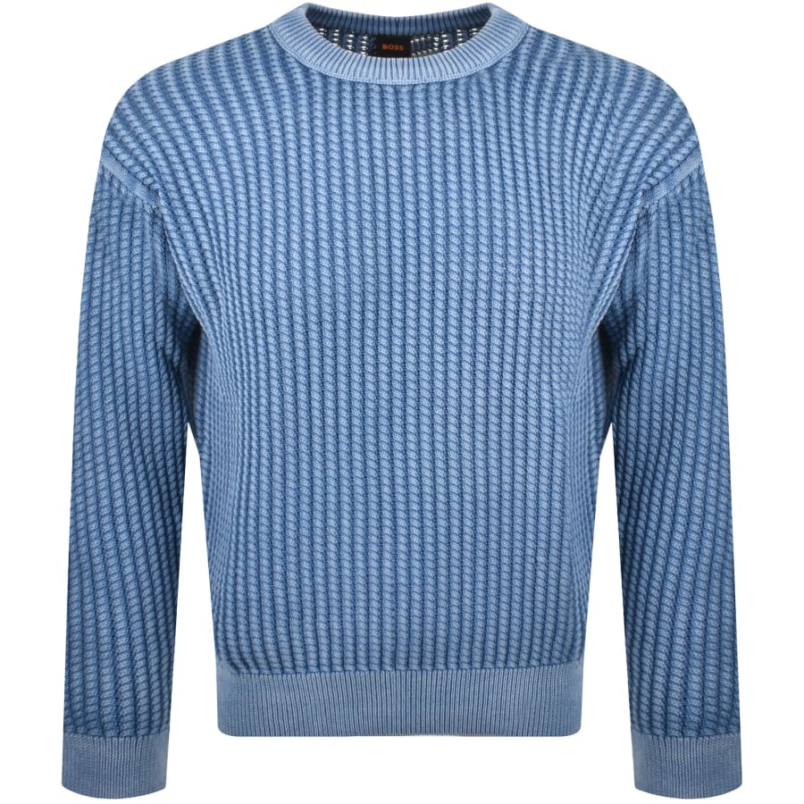 Image number 1 for BOSS Agolan Relaxed Fit Knit Jumper Blue