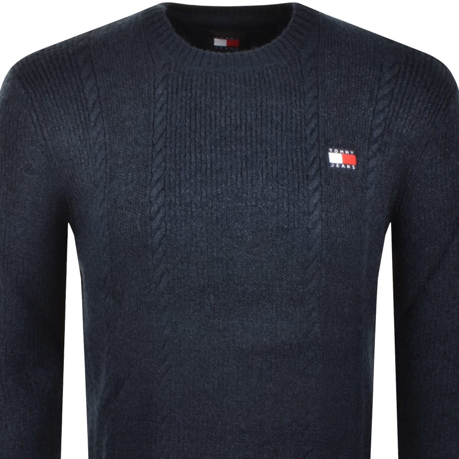 Image number 2 for Tommy Jeans Logo Knit Jumper Navy