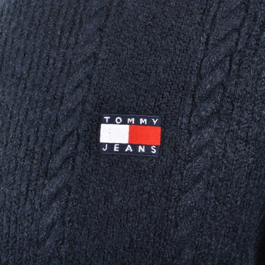 Image number 3 for Tommy Jeans Logo Knit Jumper Navy