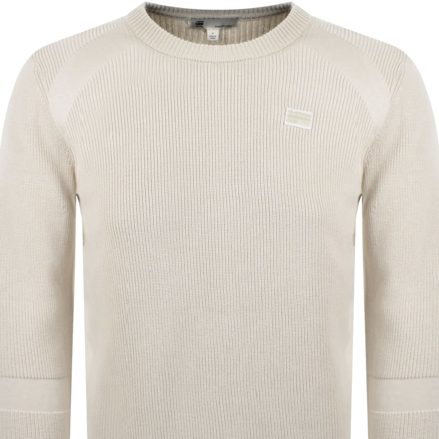 Image number 2 for G-Star Detailed Knit Jumper Beige