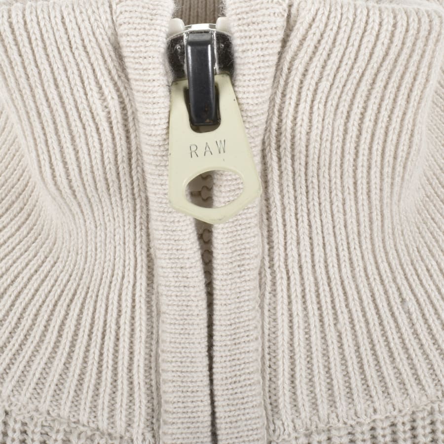 Image number 4 for G-Star Detailed Full Zip Knit Jumper Beige