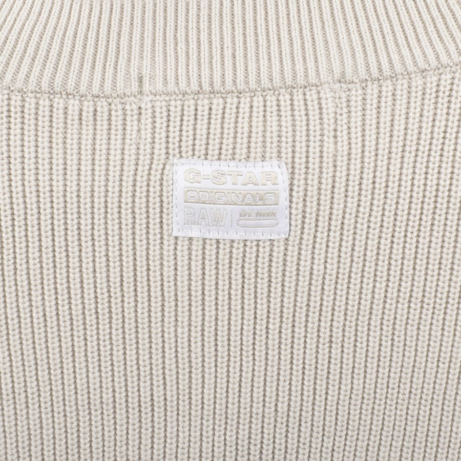 Image number 5 for G-Star Detailed Full Zip Knit Jumper Beige