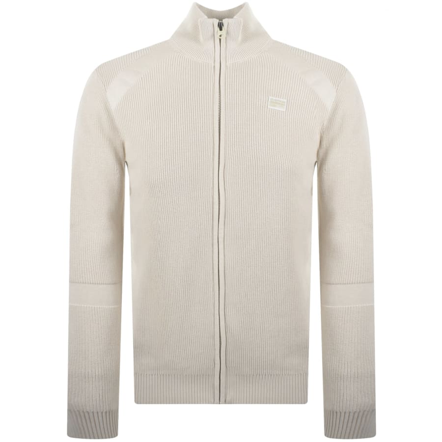 Image number 1 for G-Star Detailed Full Zip Knit Jumper Beige