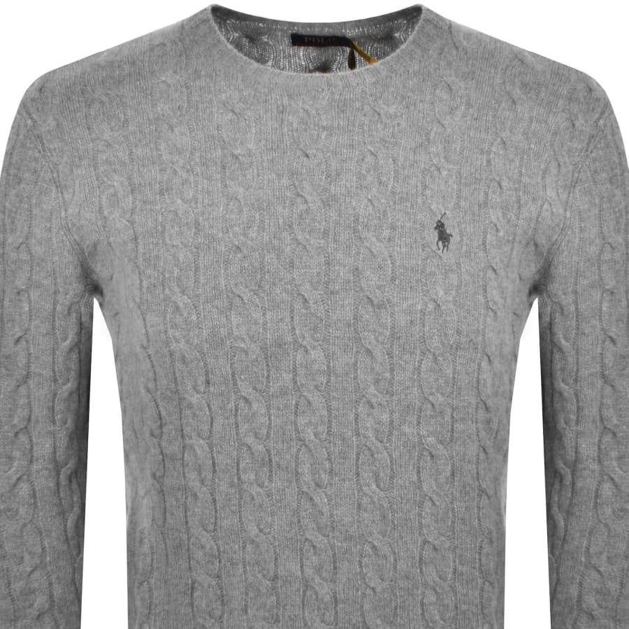 Image number 2 for Ralph Lauren Cable Knit Jumper Grey