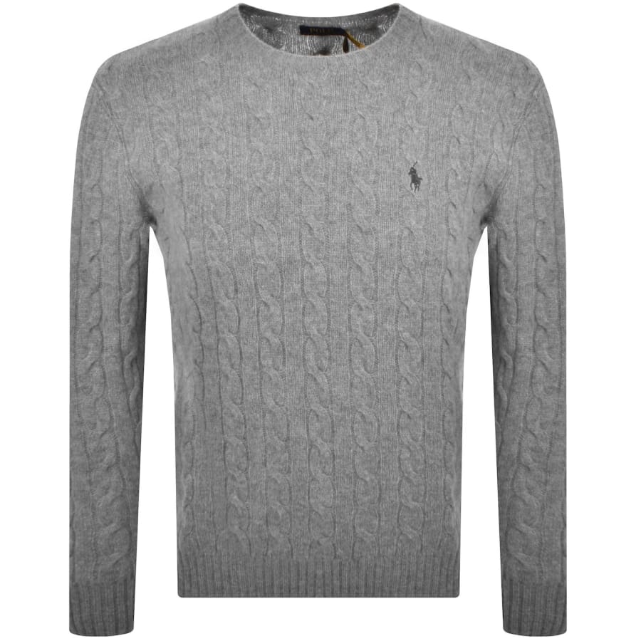 Image number 1 for Ralph Lauren Cable Knit Jumper Grey