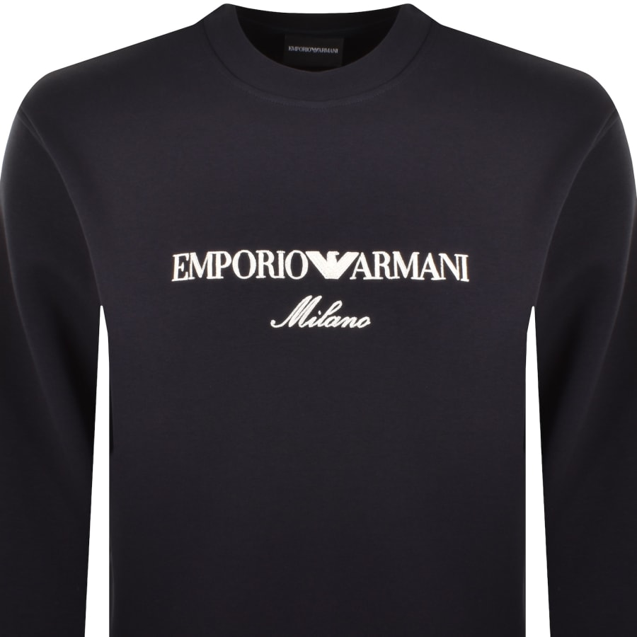 Image number 2 for Emporio Armani Crew Neck Logo Sweatshirt Navy
