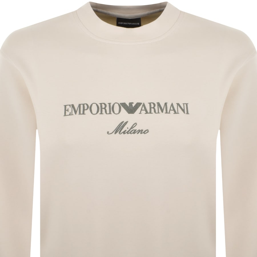 Image number 2 for Emporio Armani Crew Neck Logo Sweatshirt Cream