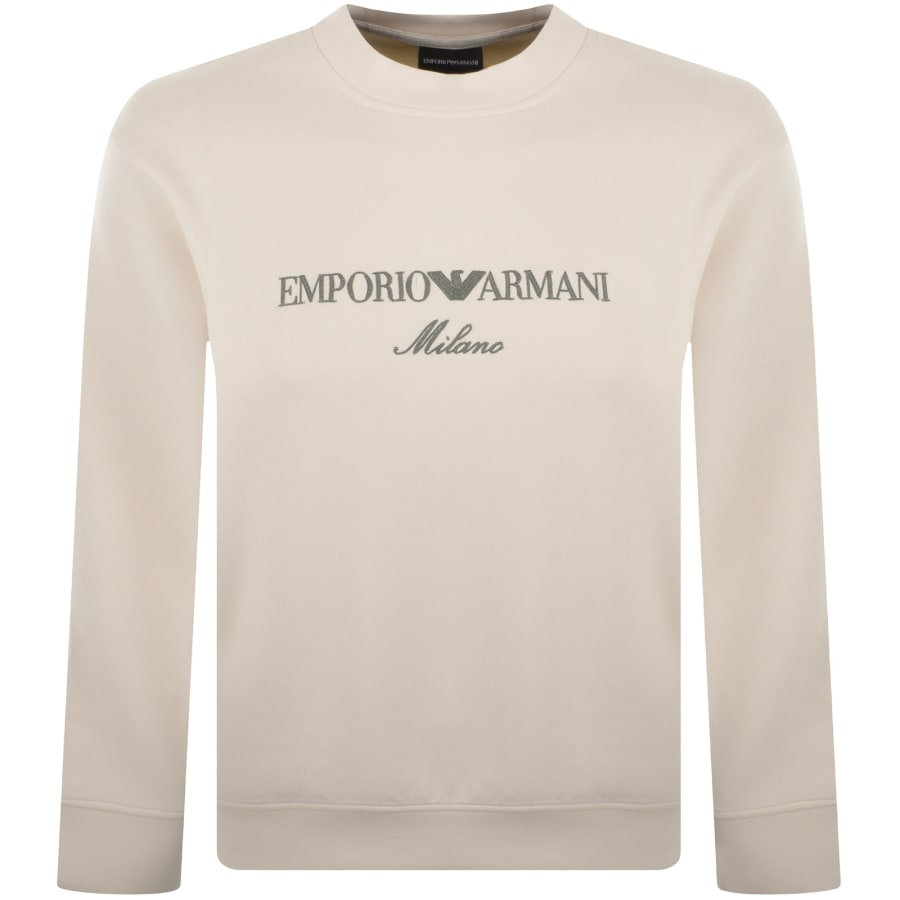 Image number 1 for Emporio Armani Crew Neck Logo Sweatshirt Cream