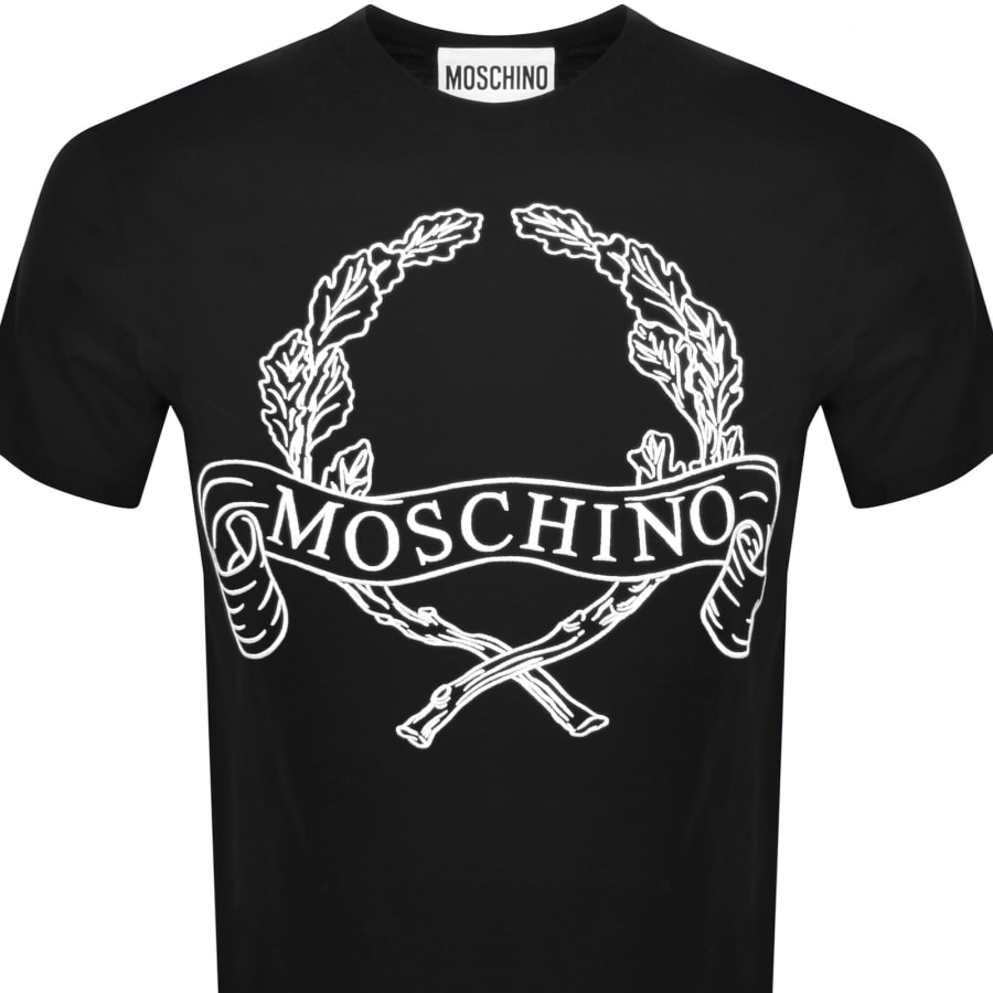 Image number 2 for Moschino Embroidered Laurel Crown T Shirt Black
