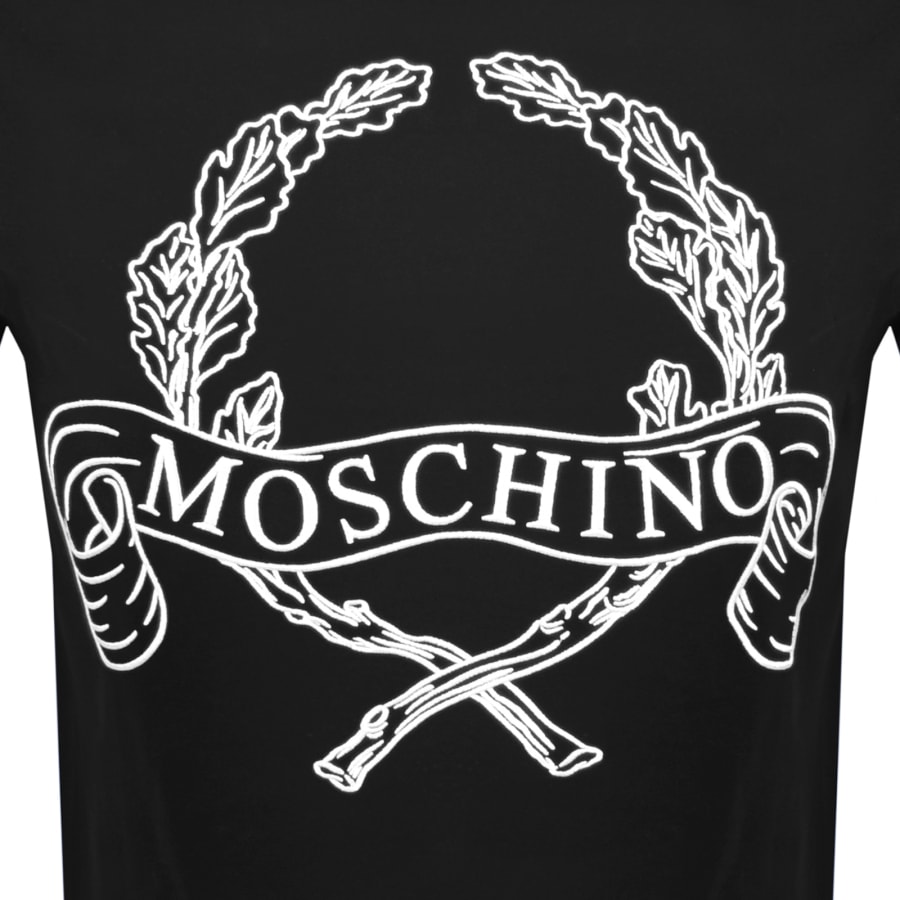 Image number 3 for Moschino Embroidered Laurel Crown T Shirt Black