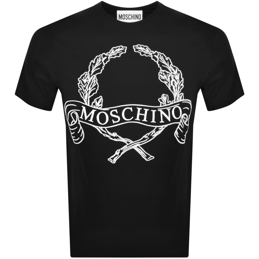 Image number 1 for Moschino Embroidered Laurel Crown T Shirt Black