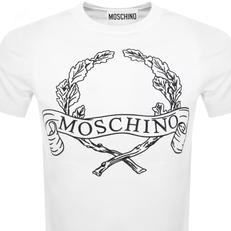 Image number 2 for Moschino Embroidered Laurel Crown T Shirt White