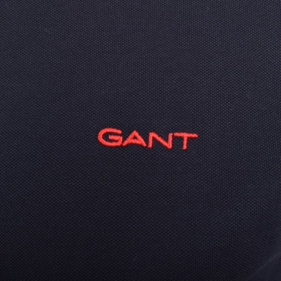 Image number 3 for Gant Collar Contrast Rugger Polo T Shirt Navy