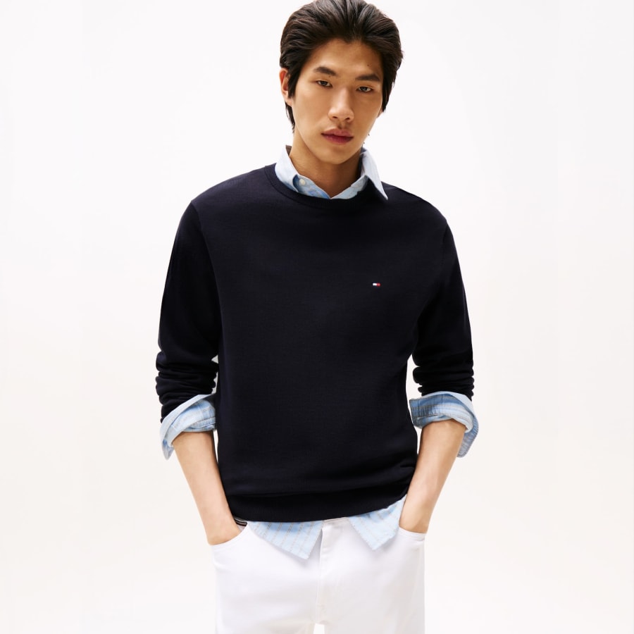 Image number 4 for Tommy Hilfiger Essential Crew Neck Jumper Navy