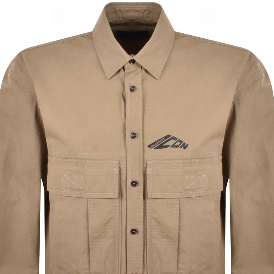 Image number 2 for DSQUARED2 Icon Ripstop Overshirt Khaki