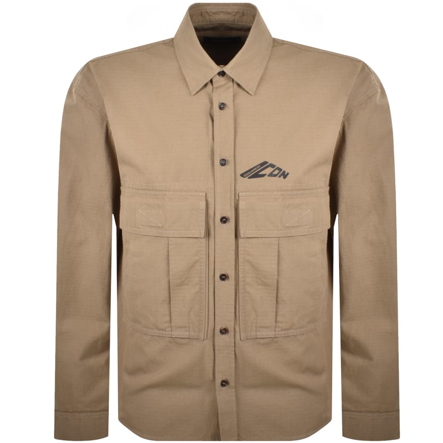 Image number 1 for DSQUARED2 Icon Ripstop Overshirt Khaki
