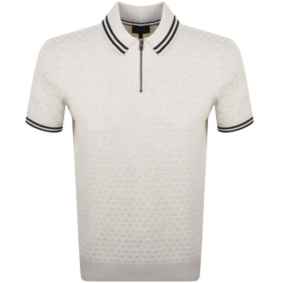 Image number 1 for Ted Baker Mahani Zip Polo T Shirt Beige