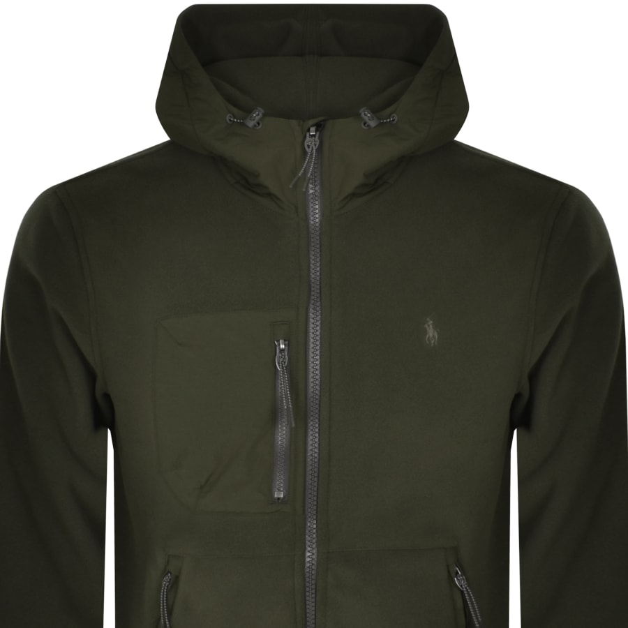 Image number 2 for Ralph Lauren Full Zip Hybrid Hoodie Olive Green