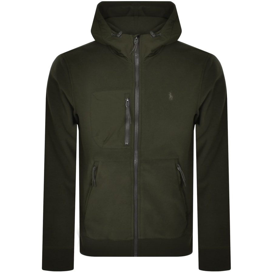 Image number 1 for Ralph Lauren Full Zip Hybrid Hoodie Olive Green