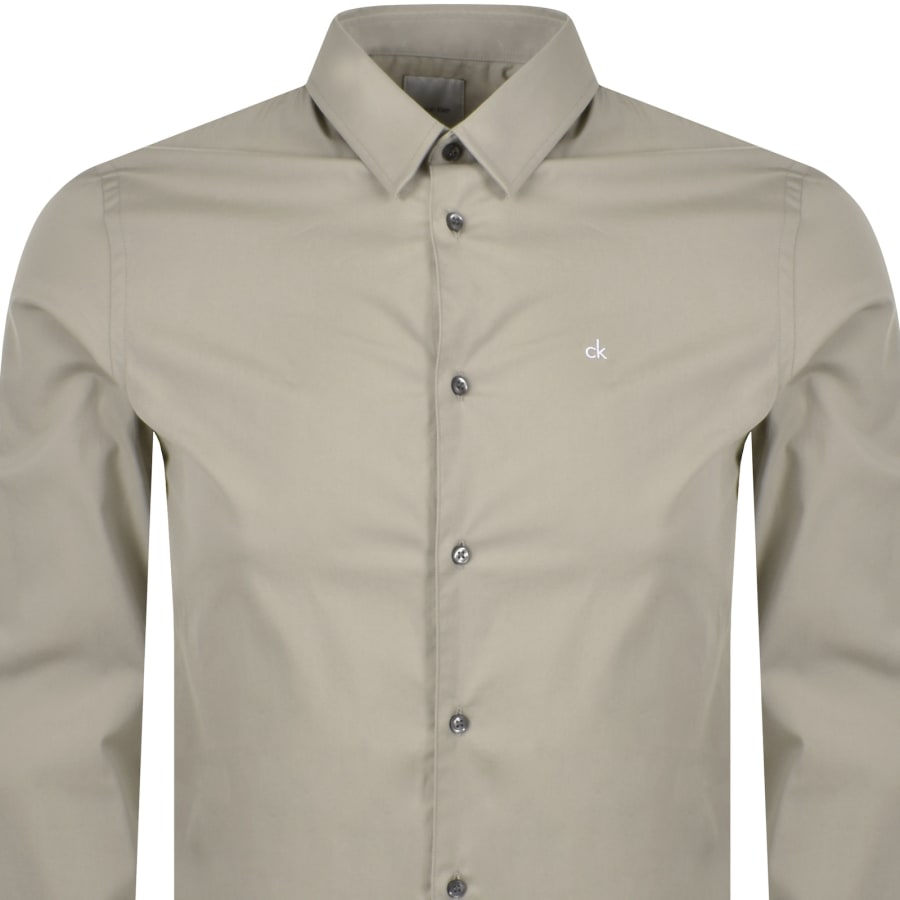 Image number 2 for Calvin Klein Poplin Stretch Slim Fit Shirt Grey