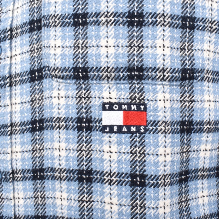 Image number 3 for Tommy Jeans Badge Flannel Relaxed Fit Shirt Blue