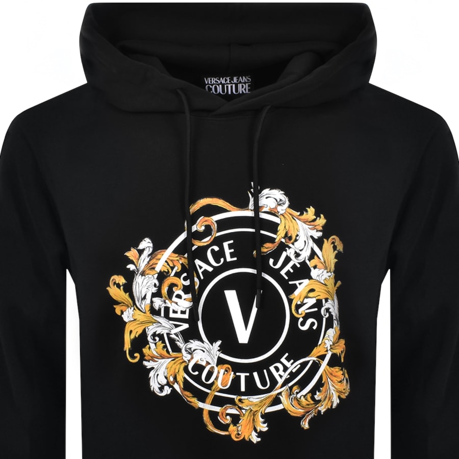 Image number 2 for Versace Jeans Couture Baroque Logo Hoodie Black