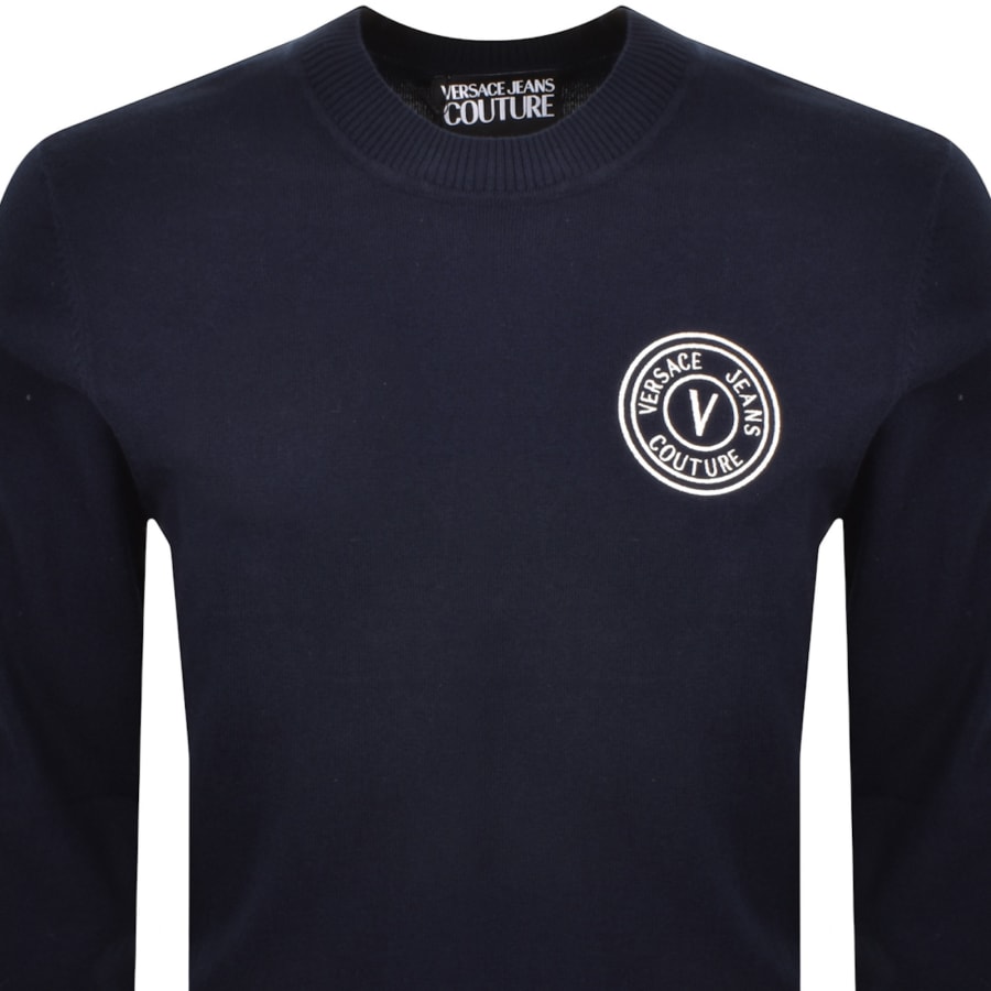 Image number 2 for Versace Jeans Couture Logo Knit Jumper Navy