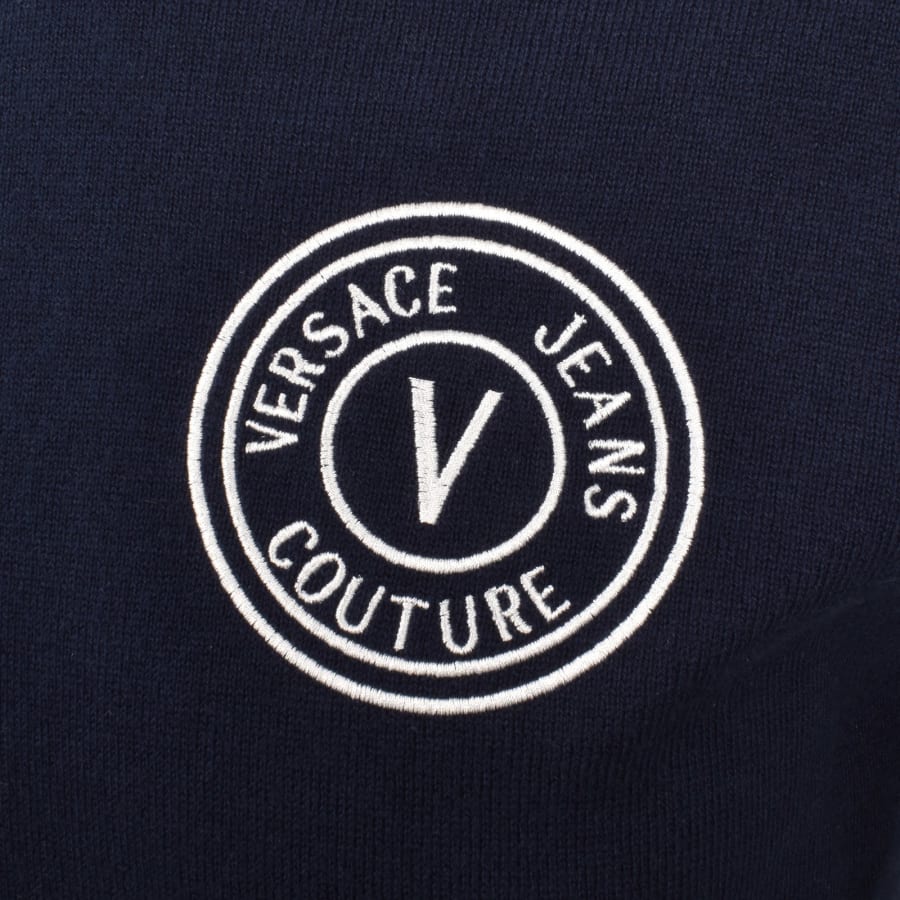 Image number 3 for Versace Jeans Couture Logo Knit Jumper Navy