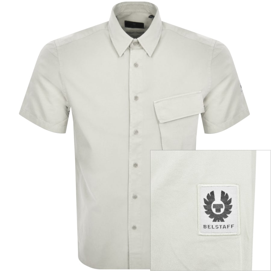 Image number 1 for Belstaff Scale Short Sleeved Shirt Beige