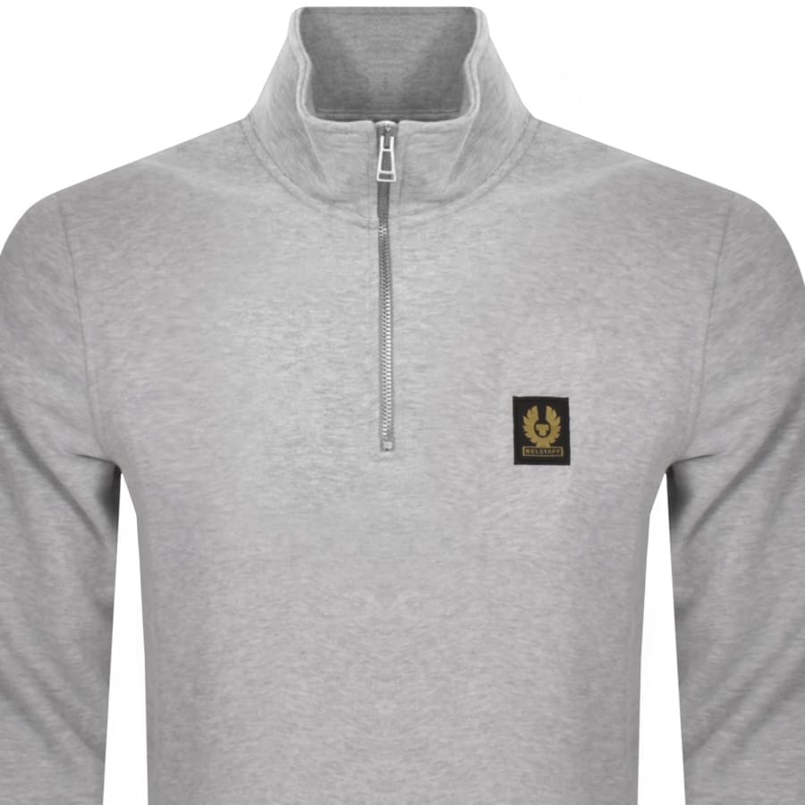 Image number 2 for Belstaff Quarter Zip Sweatshirt Grey