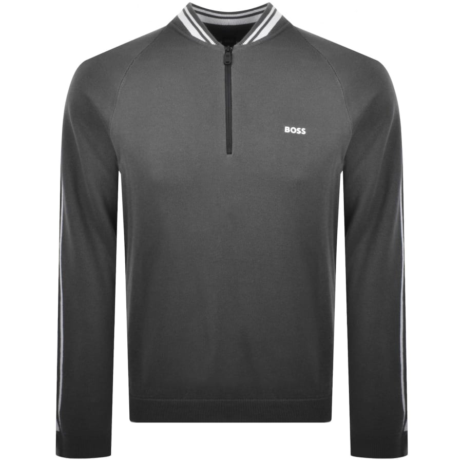 Image number 2 for BOSS K Tape Quarter Zip Jumper Grey