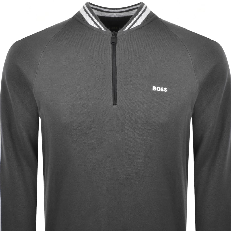 Image number 3 for BOSS K Tape Quarter Zip Jumper Grey