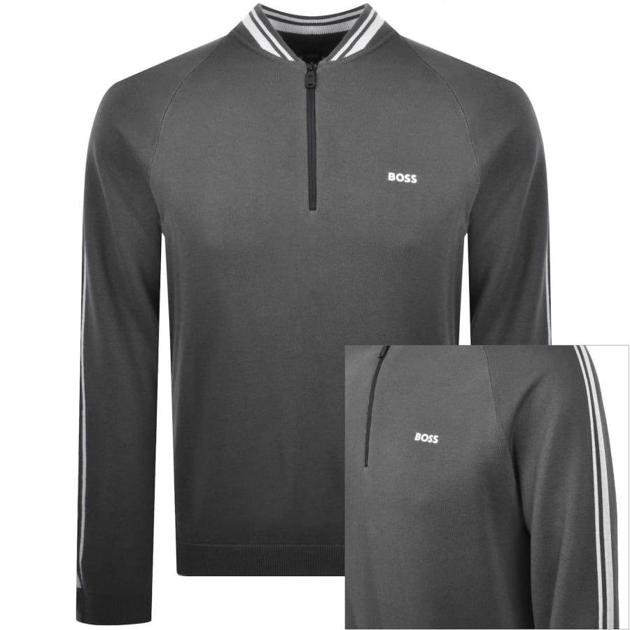 Image number 1 for BOSS K Tape Quarter Zip Jumper Grey