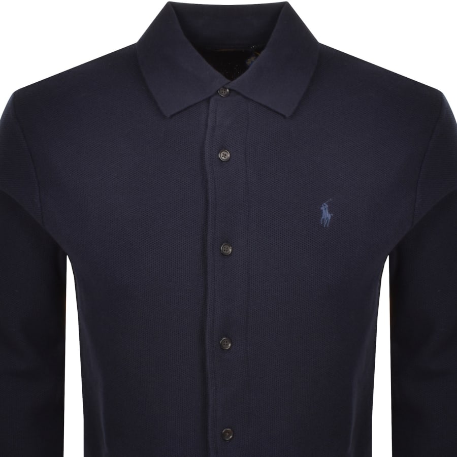 Image number 2 for Ralph Lauren Long Sleeved Knit Polo Navy