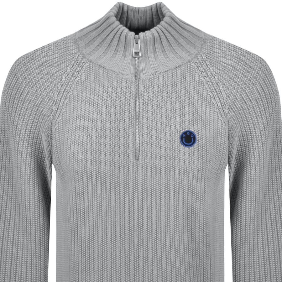 Image number 2 for HUGO Blue Selioh Knit Jumper Grey