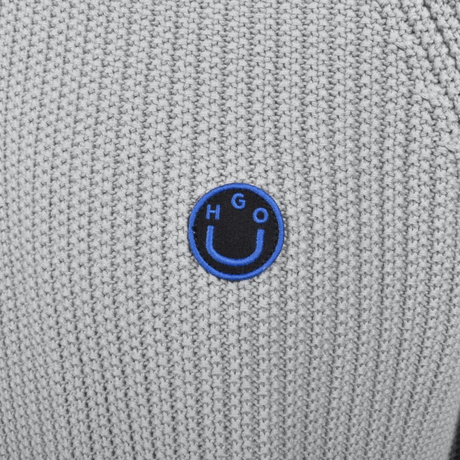 Image number 3 for HUGO Blue Selioh Knit Jumper Grey