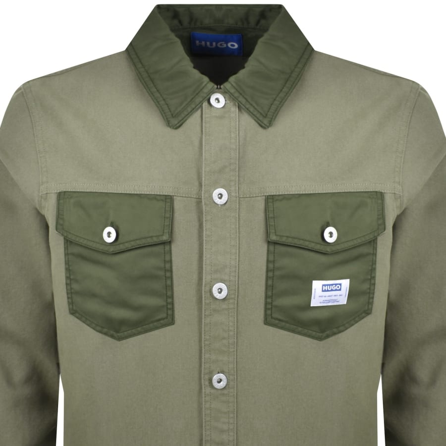 Image number 2 for HUGO Blue Ebrido Overshirt Green