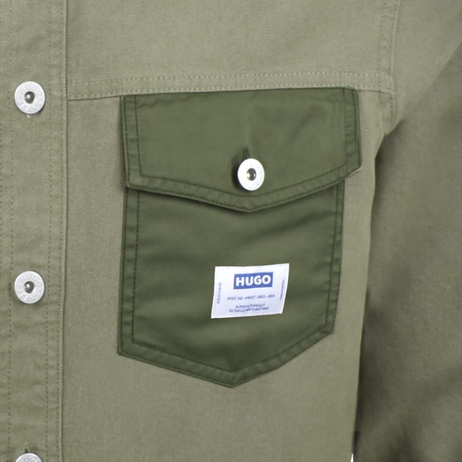 Image number 3 for HUGO Blue Ebrido Overshirt Green