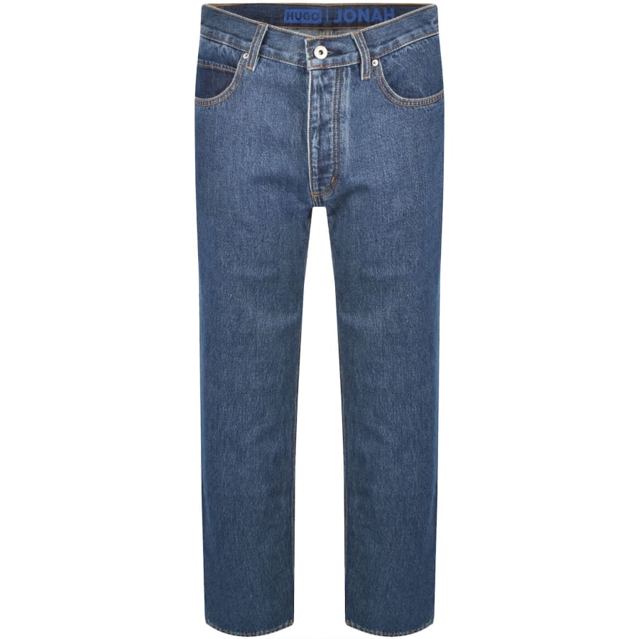 Image number 2 for HUGO Blue Straight Fit Jonah Mid Wash Jeans