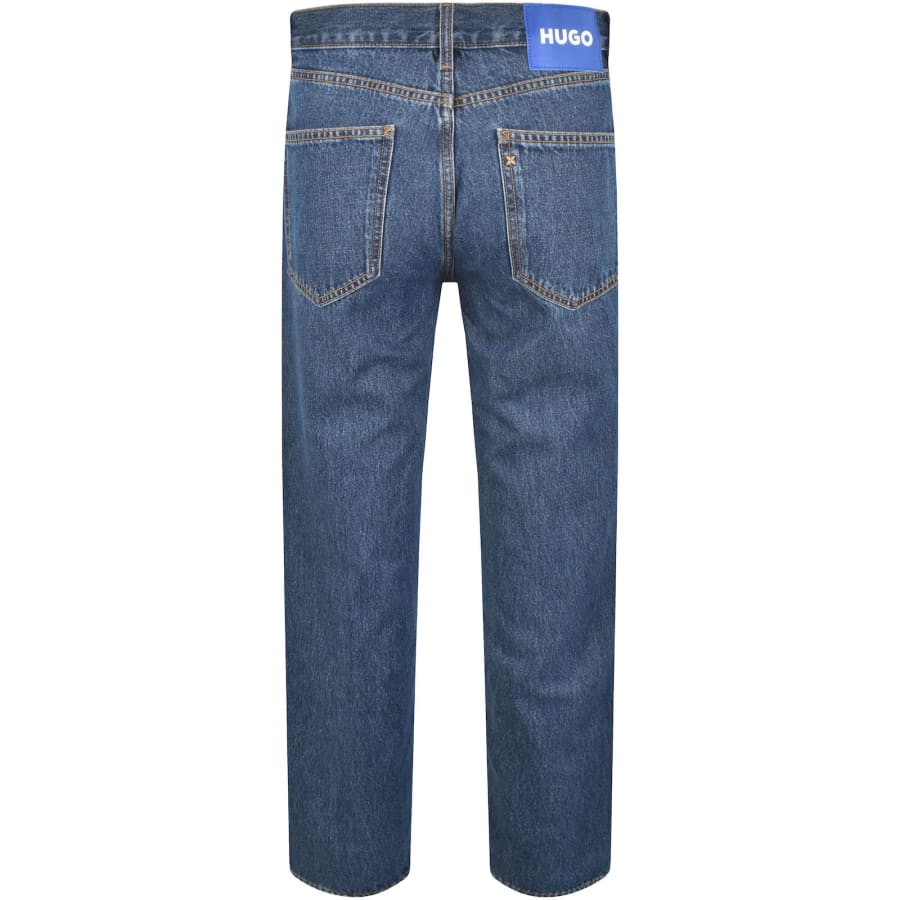 Image number 3 for HUGO Blue Straight Fit Jonah Mid Wash Jeans