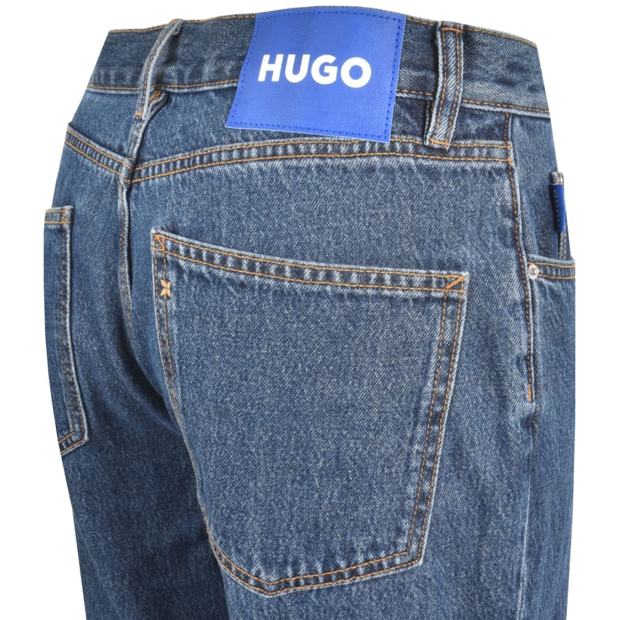 Image number 4 for HUGO Blue Straight Fit Jonah Mid Wash Jeans