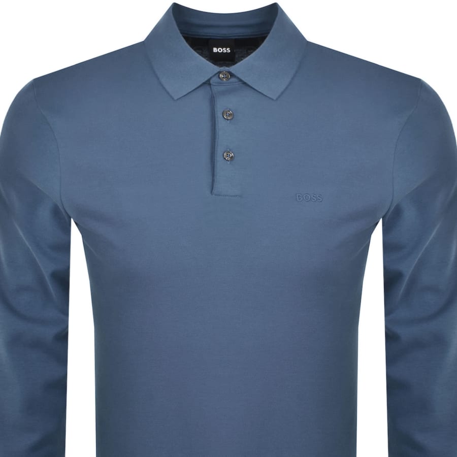 Image number 2 for BOSS Pado 30 Long Sleeved Polo T Shirt Blue