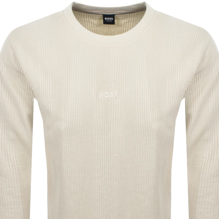 Image number 2 for BOSS Structure Knit Jumper Off Beige