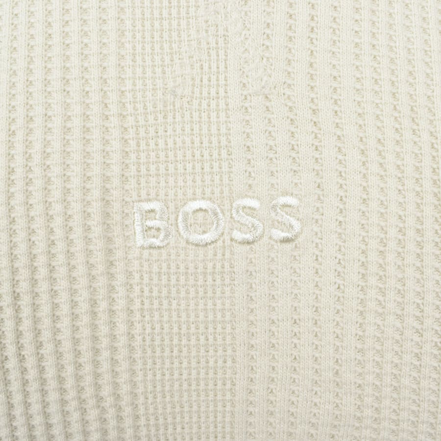Image number 3 for BOSS Structure Knit Jumper Off Beige