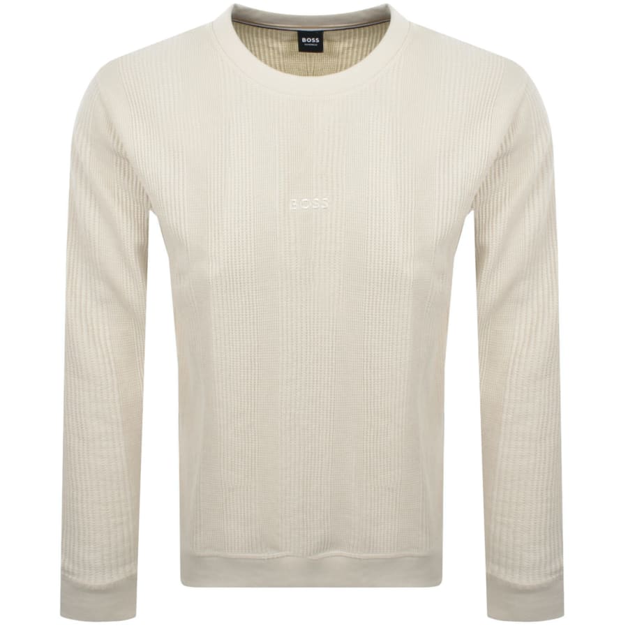 Image number 1 for BOSS Structure Knit Jumper Off Beige