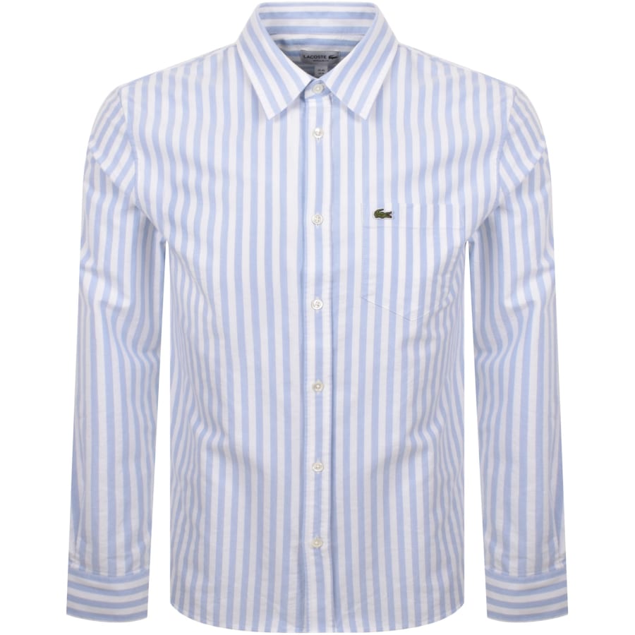 Image number 1 for Lacoste Long Sleeved Oxford Shirt Blue